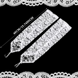 Long Fingerless Lace Gloves for Women Floral Lace Gloves Vintage Elbow Length Long Gloves for Wedding Dinner Parties (White)