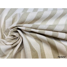 Linen Look White Stripe Culla Fabric Upholstery Fabric Curtain Upholstery Dressmaking Cotton Material 140cm Wide Canvas (Natural, 2 Metres)