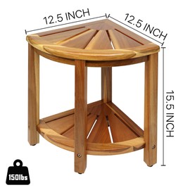 Corner Shower Stool Bench Waterproof 16 in with Storage Shelf for Shaving Legs, Spa, Bath Seat in Bathroom, Stool Inside Shower for Adults Seniors Elderly