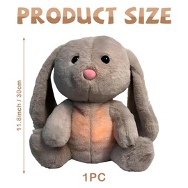 Ficlwigkis Anxiety Breathing Teddy Bunny,Soothing Breathing Rabbit,Anxiety Bear Anxiety Relief for Adults Kids Bunny with Calming Music & Soft Lights,Anxiety Plush Anxiety Relief Bunny (Brown)