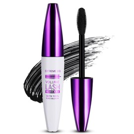 Extreme Big 5D Volume Lash Mascara, Black Silk Fiber Eyelash Mascara, Volume Mascara with Big & Soft Mascara Brush, Lash Volumizing and Thickening Mascara, No Smudge Mascara with False Lash Effect