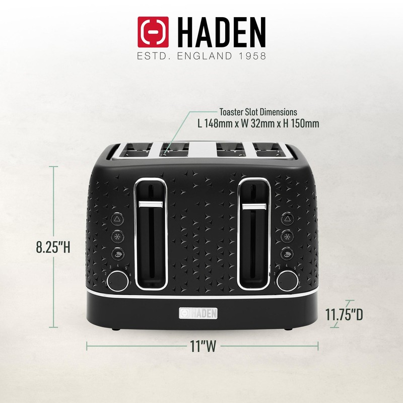 Haden Starbeck 4 Slice Wide Slot Stainless Steel Toaster with