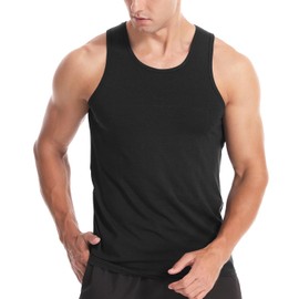 RANE SPORTS Men's Tank Tops Gym Workout Bodybuilding Fitness Running Tee Blend Cotton Sleeveless Muscle Shirts Black/Modal Cotton 2XL