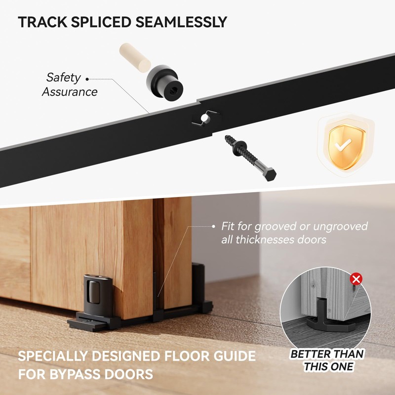 TOPCCJHHD 10 Feet Bypass Sliding Barn Door Hardware Kit for