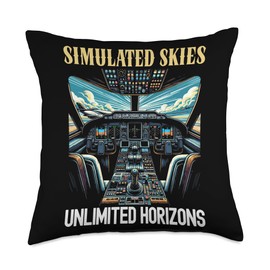 Flight Simulator Aviation Console Pilot Flight Simulation Throw Pillow