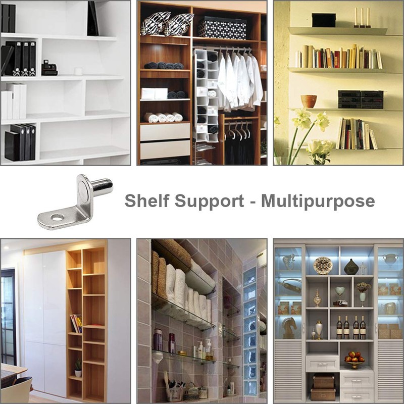 50 Pack Shelf Support Pegs 6mm L-Shaped Clips for Kitchen