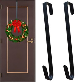 HONGECB Pack of 2 Christmas Wreath Door Hangers, Wreath Hooks, Metal Wreath Hooks, Wreath Hanger, Door Wreath Hanger for Hanging Indoor and Outdoor Decorations, 31 cm, Black