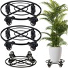 KvyusFlourish 2 Packs Large Metal Plant Caddy with Wheels 13.6"