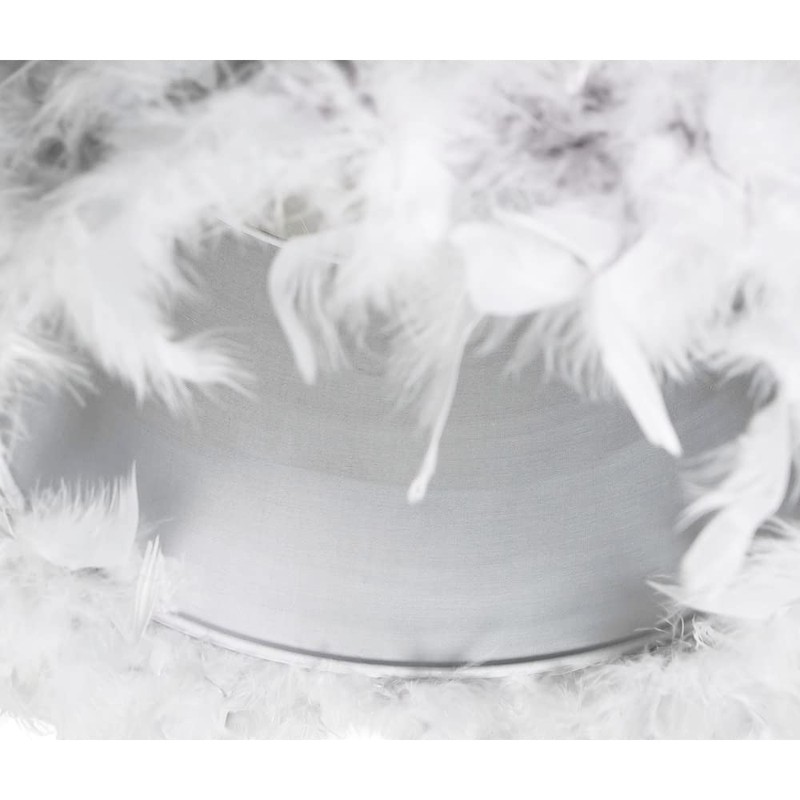 Modern Designer 100% Real Grey Feather Drum Lamp Shade with