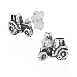 NKlaus Genuine 925 Sterling Silver Pair of Stud Earrings Tractor 1905, Silver, No Gemstone