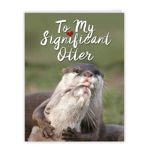 NobleWorks, Big Animal Valentines Card with Envelope (8.5 x 11 Inch) - Jumbo Notecard for Valentine's Day - Significant Otters J5528VDG