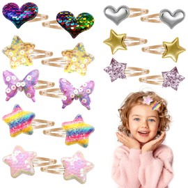 Hair Clips Girls Women 8 Pairs Metal Snap Hair Clips Glitter Heart Butterfly Star Hair Clip Hair Accessories Cute Small Hair Clips Hair Clips Hair Clip for Children Women Hair Accessories