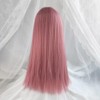 Generic Long Wig for Women Pink Synthetic Hair Natural Long