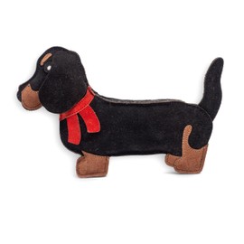 Fuzzl Eco Leather Sizzles the Dachshund Natural and Tough Dog Toys - Long Lasting Chew Toys for Aggressive Chewers - Strong Dog Toy for Dogs and Puppy