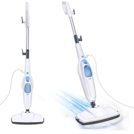 Floor Steam Mop 1500W Electric Cleaner Hot Steam Mop Cleaner Handheld Cleaning Machines with 2 Washable Soft Mop Pads and 400ml Water Tank for Hardwood Floor, Laminate, Windows and Carpet Cleaning