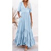 CHARTOU Women's Boho Ruffle Sleeve Flowy Maxi Dress Lace Up