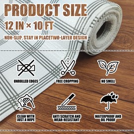 POUYRBA Drawer and Shelf Liner, 12 in X 10 FT Kitchen Cabinet Liners Easy Clean Cabinet Liners Non Slip Waterproof Drawer Liners for Dresser for Drawers Cabinets Tabletops (Black and White Stripe)