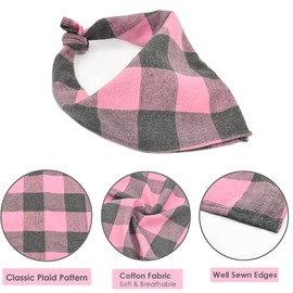Bubblepup Plaid Dog Bandana, Cotton Dog Bandana for Small Medium Large Dogs, Dog Kerchief, 1PC Square Dog Scarf Dog Triangle Bibs