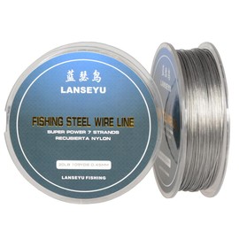 LANSEYU Fishing 100 Metres 0.45mm 20LB Fishing Steel Wire Lines Fishing Wire Nylon Coated 7 Strands Stainless Steel Leader Wire