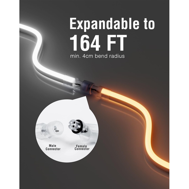 Shine Decor LED Neon Rope Lights AC 120V, Expandable &