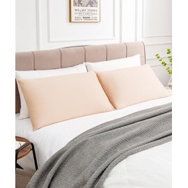 Warmstar Cotton Pillow Cases Standard Size Set of 2, 600 Thread Count Pillowcases 20x26 Inches, Soft Long Staple Cotton Pillowcases Breathable with Envelope Closure,Champagne