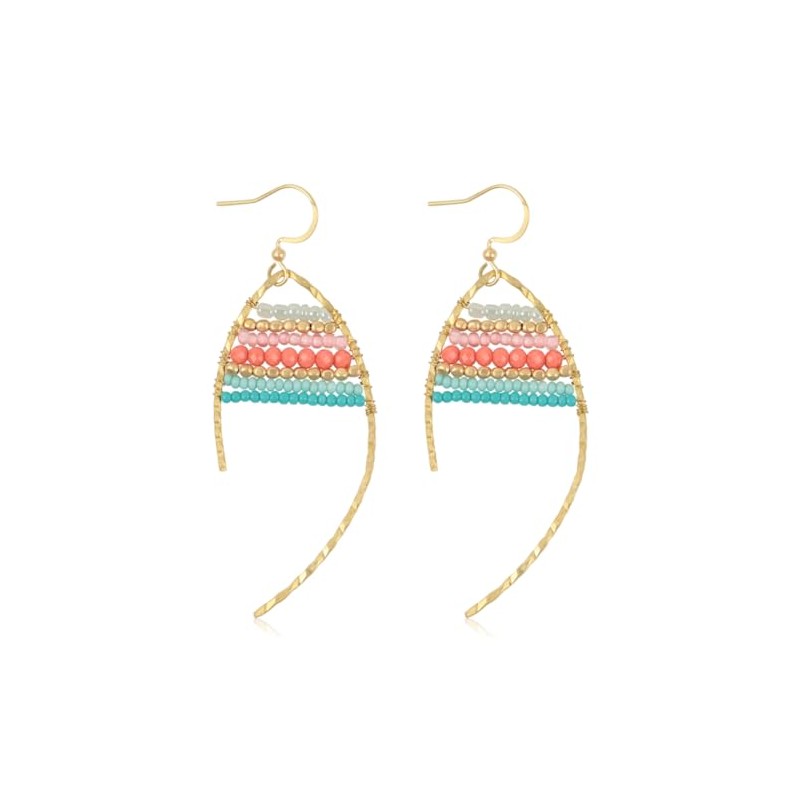 Bohemian Beaded Statement Earrings - Lightweight Sparkly Crystal Round Dangle