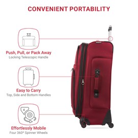 SwissGear Sion Softside Expandable Luggage – Large Checked Suitcase with 360 Degree Wheels & Retractable Handle – 29 Inch, Perfect for 7-9 Night Trips – Burgundy