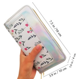 Gosyfeti Double Zipper Wallet for Women, Large Capacity Wristlet Long Purse, Bifold Wallet Cell Phone Holder for Female Ladies College