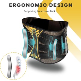 JIUFENTIAN Copper Back Braces for Lower Back Pain with Support System - Lower Back Brace for Herniated Disc,Lumbar supports for Sciatica, Scoliosis,Heavy Lifting and Work(Large)