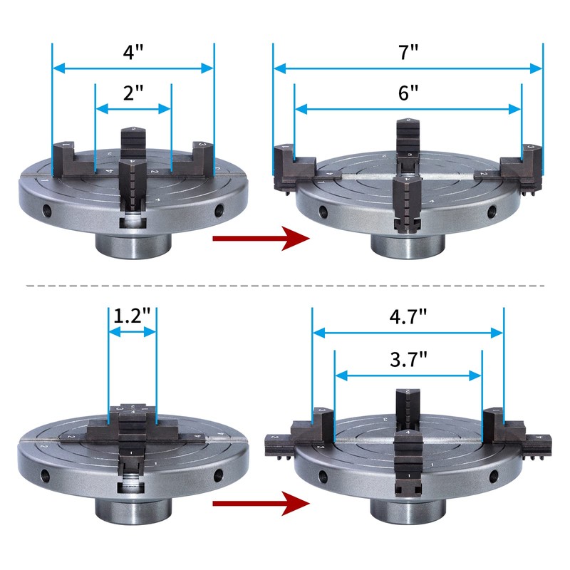 DEEFIINE 6 Inch Wood Lathe Chuck Set 1" x 8