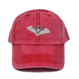 PD Gift for Animal lover, Bat embroidered dad hat, Animal embroidered baseball cap, camping cap hat, custom cotton hat, custom embroidery cap (RED)