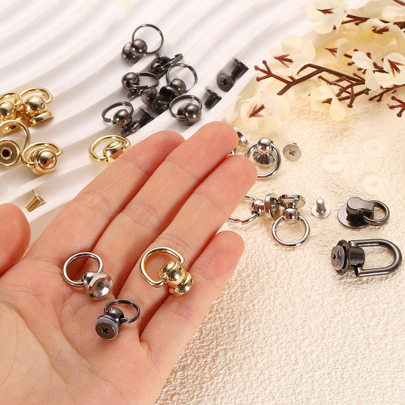 sourcing map 8Pcs Screw Round Head Rivet, 12mm Pull Ring