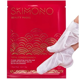 Foot Mask Moisturising Socks - Pamper Gift Foot Care Sheet Masks with Shea Butter, Olive Oil, Tea Tree Oil, and Chamomile - 30 Minute Beauty Skincare Home Spa by Skimono (1 Pair)