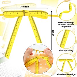 Sosation 50 Pcs Back to School Thank You Teacher Pretied Ribbon with Twist Apples Ruler Ribbon Bow Weclocme to School Gift Tags Bulk for Crafts Gift Wrapping, 3.5 x 5 in(Ruler)