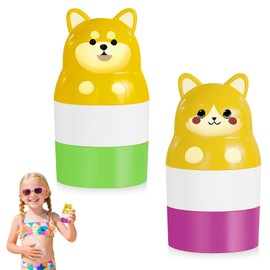 Aéttézoe Sonnencreme Spender Kinder, Wiederverwendbarer Sonnencreme-Applikator mit Schwamm & Rollerflasche - Auffüllbarer Sonnenschutz-Spender für Kinder und Erwachsene (2 Stück Set)