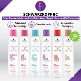 Schwarzkopf BC Color Freeze/Silver/Moisture Kick/Frizz Away/Repair Rescue/Q10+ Time Restore Shampoo - 250ml