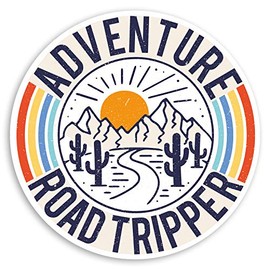 2 x 10cm Adventure Road Trip Vinyl Stickers - Travel Luggage Sticker #30512 (10cm Wide)