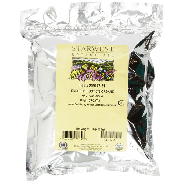Starwest Botanicals Organic Burdock Root Cut, 1-pound Bags (Pack of 2)