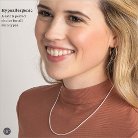 KEZEF - Unisex Sterling Silver Popcorn Chain | Hypoallergenic, Non-Tarnish, Made in Italy | 18K, White, Rose Gold Plate | Sizes 14"-36"