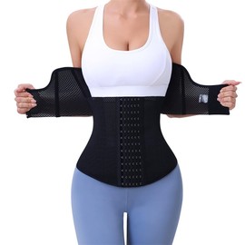 Waist Cincher for Women Corset Shapewear Mesh Sports Tummy Control Body Workout Girdle Waist Trainer Shaper (Black, Medium)