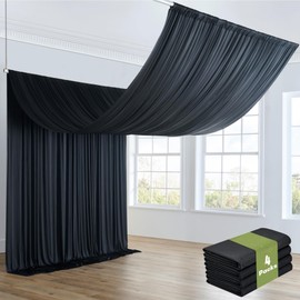 20ftx15ft Black Backdrop Curtains for Wedding-Wrinkle Free Backdrops Curtain Drapes Fabric Decorations Photo Back Drop Cloth for Baby Shower Photography Stage Reception 4Panels 15ft(H) x 5ft(W)