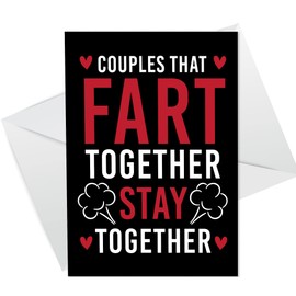 RED OCEAN Valentines Day Card Husband Wife Funny Witty Card Anniversary Card For Him Her FART TOGETHER Card For Partner