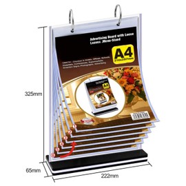 Yuemsh A4 Multi-Page Flip Display Card Label Display Stand Detachable Label Business Menu Holder