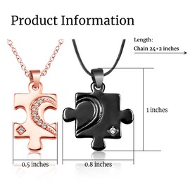BOCHOI Matching Couple Necklace Jigsaw Stainless Steel Necklaces Girlfriend Gift for Christmas Gifes for Anniversary