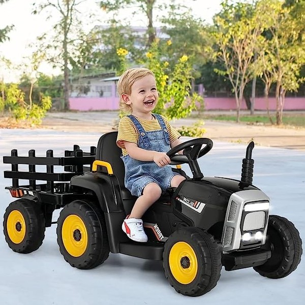 Fireflowery Kids Ride on Tractor, 12 V Battery Power Wheels