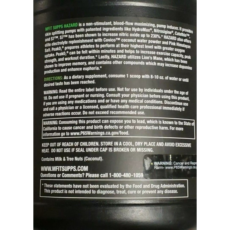 MFIT SUPPS - HAZARD Non-Stimulant Pump Formula - Raspberry Lemonade