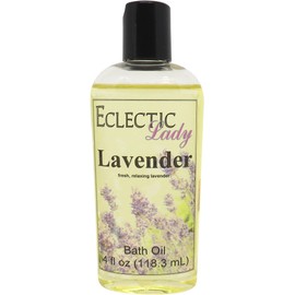 Lavender Bath Oil by Eclectic Lady - Scented Bath Oil - Relaxing & Moisturizing Bathing Oil - Fragrance Body Oil for Dry & Rough Sensitive Skin - Body Daily Nourishing Shower Oil (4 oz)