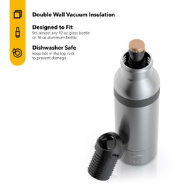 RTIC Bottle Chiller, Insulated Cooler for 12oz Glass Soda or 16oz Aluminum Bottles, Double Wall Vacuum Insulation, Stainless Steel, Sweat Proof with Bottle Opener