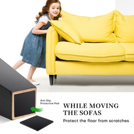 wskvoker Couch Legs Furniture Legs 6 inch, Sofa Legs Set of 4，Midcentury Couch Legs with Replacement Rubber Pad，for Furniture or DIY Projects，Suitable for Increasing The Height of Furniture