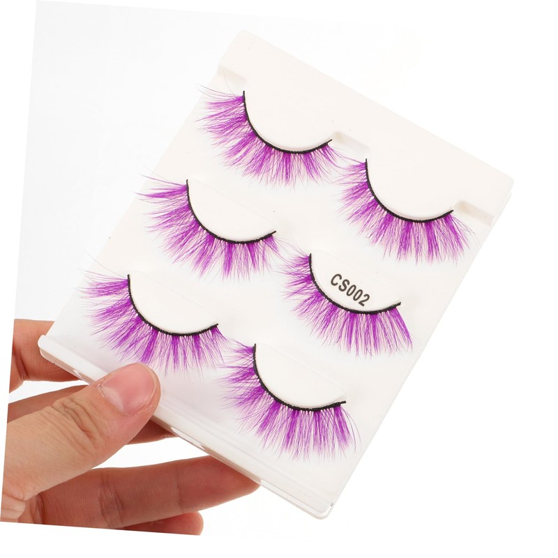 TOVINANNA 3pairs Multi-color Eyelashes Dense Makeup Extensions for for Festivals